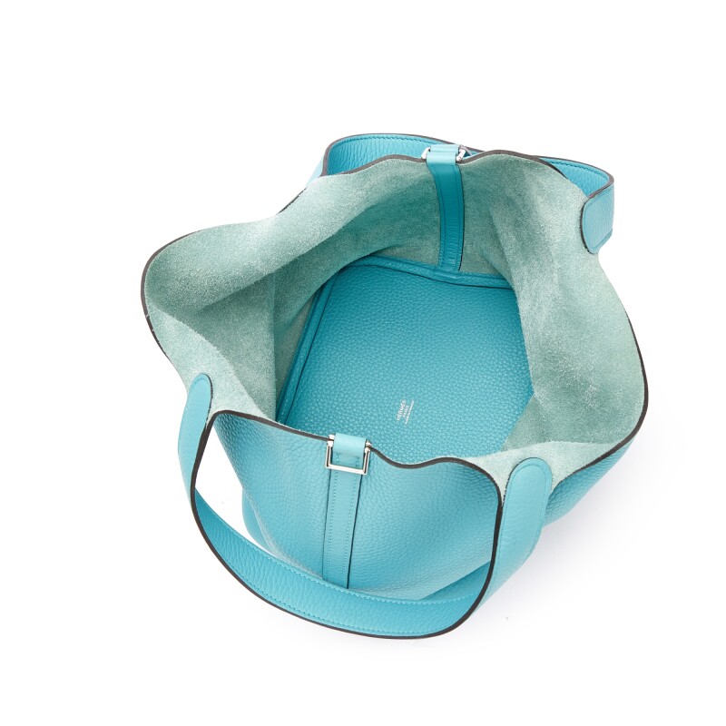 Hermès Bleu Saint Cyr Clemence Picotin Lock 22 Palladium Hardware - Image 6